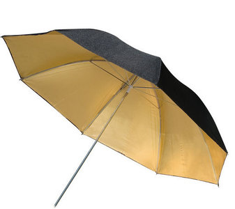 Flitsparaplu goud/zwart 105 cm