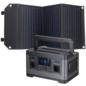 BRESSER Set Power station 500 W + Mobiele zonnelader 60 W