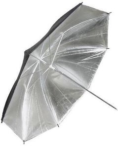 Flitsparaplu zilver/zwart 84 cm