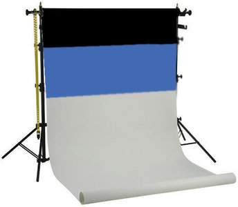 Achtergrond Support + 3 Rollen Zw/Wit/Blauw 1,38x11 m